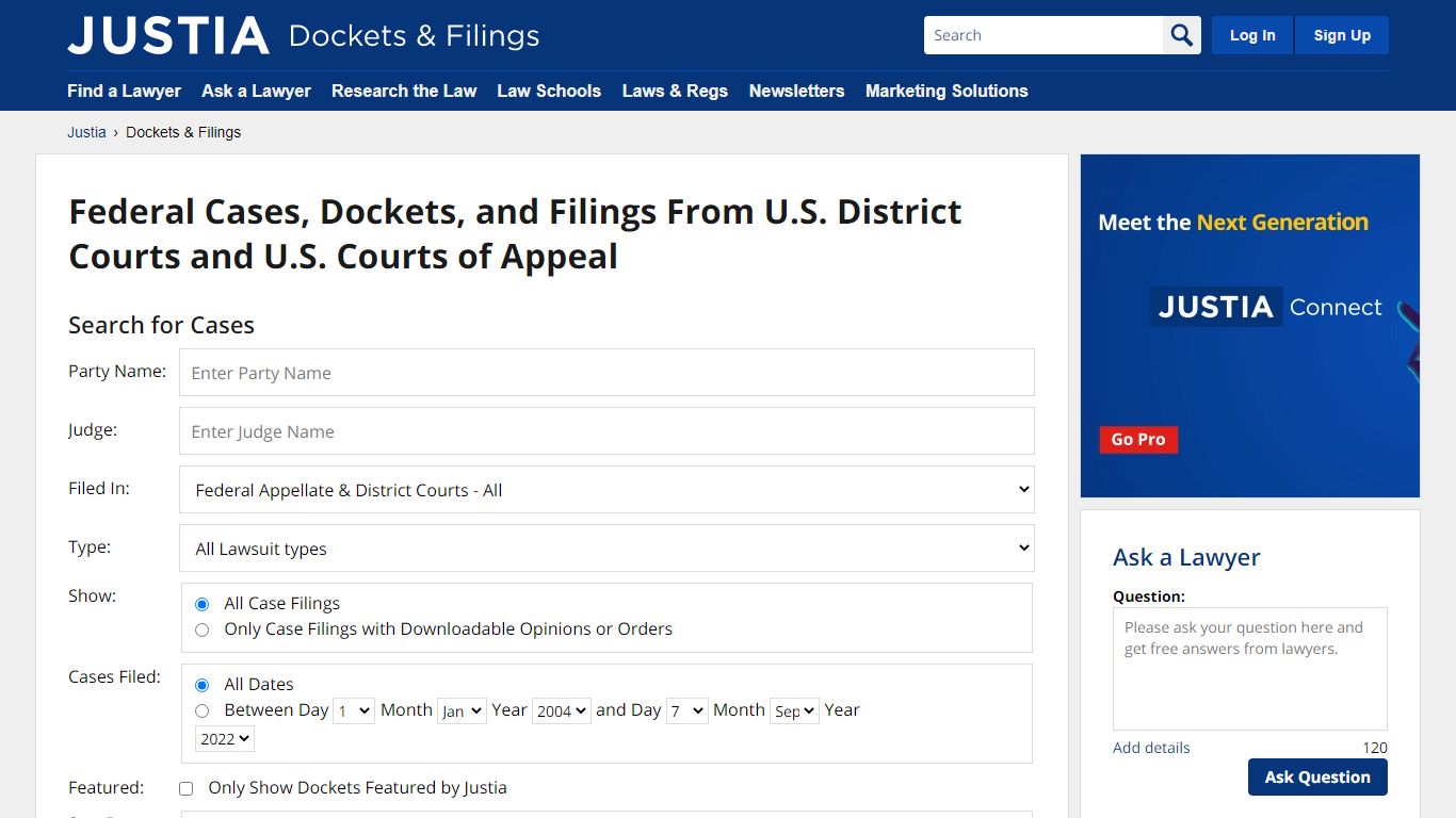 Justia Dockets & Filings - U.S. District Court and U.S. Court of ...